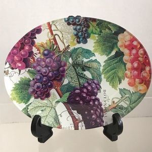 Michel Design Works Glass Oval Trinket/Soap Dish Decorated With Vines & Grapes